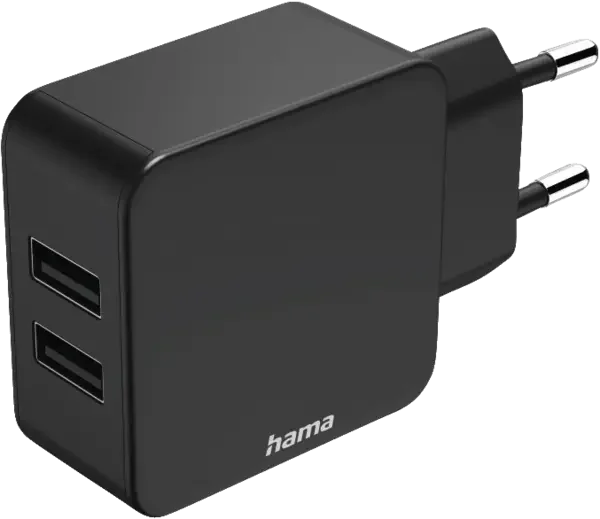 Hama, 223371, Ladegerät, 2-fach, USB, 12, Watt