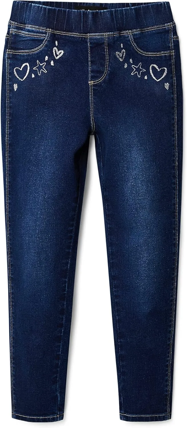 Desigual Mädchen Jeggings - Dunkelblau mit Herz-Stickerei 22WGKD015008/13