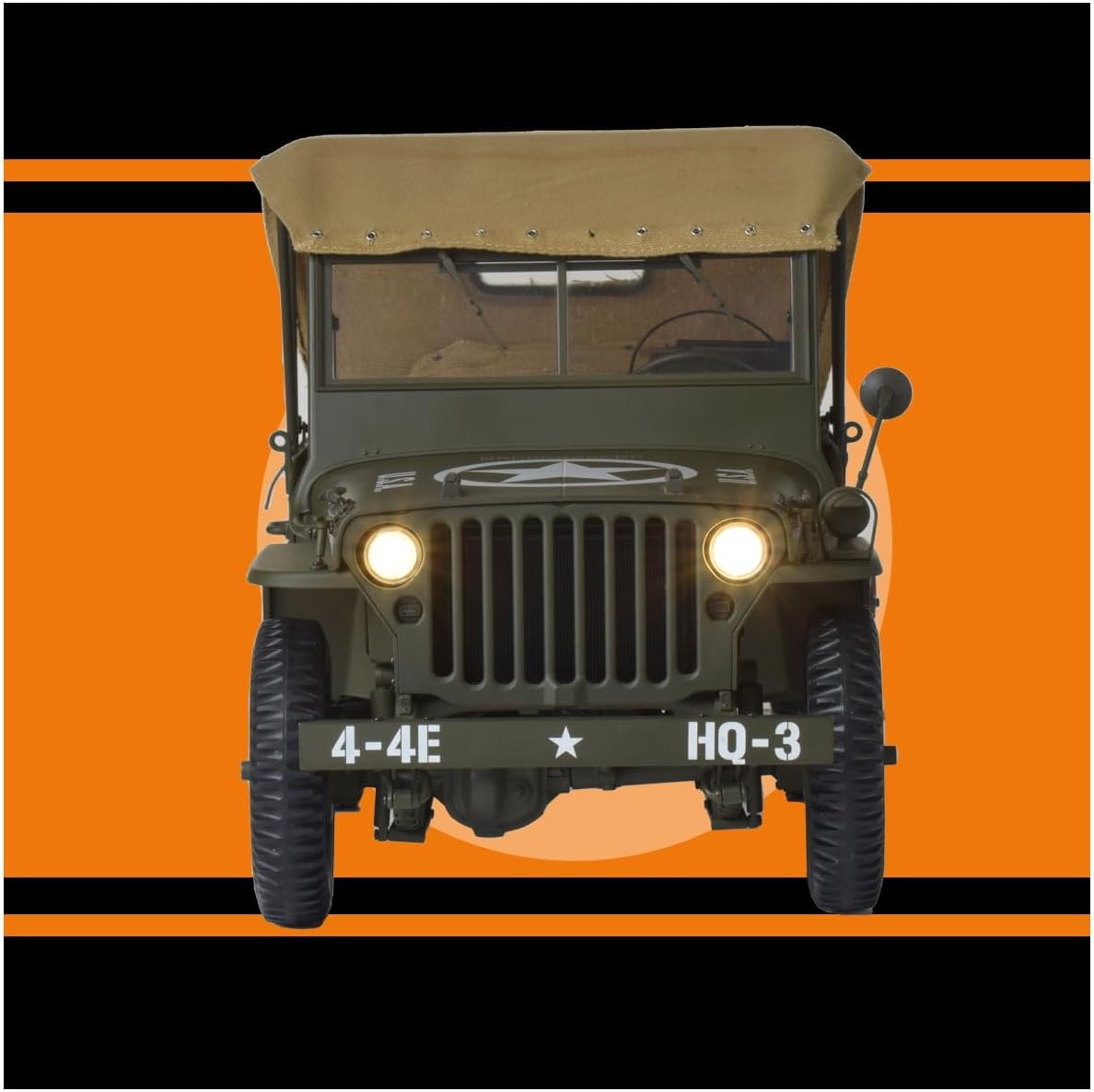 IXO 520010105 Jeep Willys 4x4 - Premium Modellbausatz im Maßstab 1:8 Auto, Jeep, Transport, Fahrzeug, Stoßstange