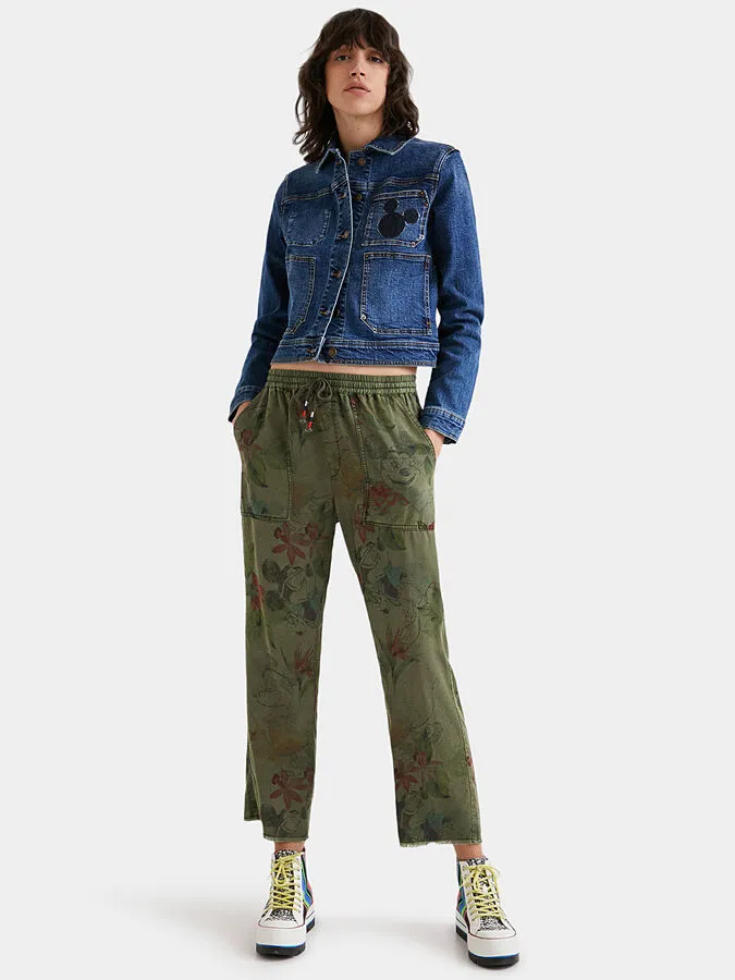 Desigual Damen Hose „Mickey Floral“ - Khaki 22SWPW23 GR. XL