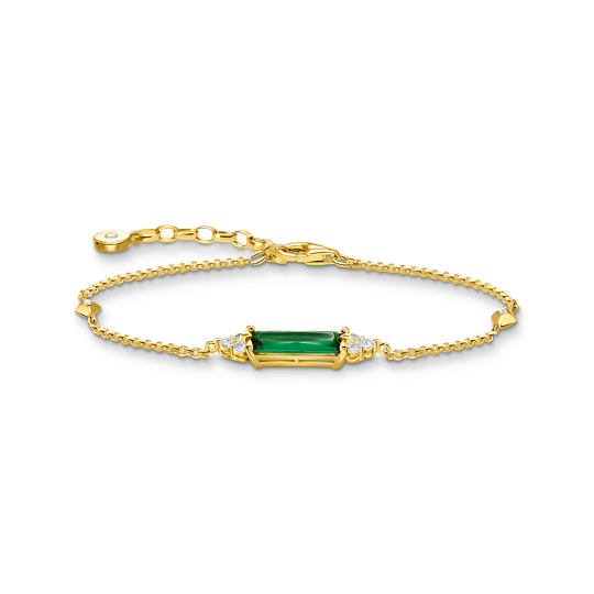 Thomas, Sabo, Armband, Mit, Grünen, Und, Weißen, Steinen, Vergoldet, Länge, 19, Cm, Zubehor, Schmuck, Edelstein, Smaragd, Armreif
