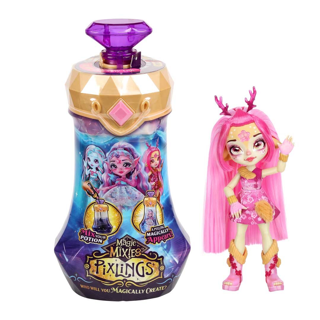 Magic_Mixies_Pixlings:_Deer_(Pink), Flasche, Puppe, Spielzeug, Parfüm, Gesicht