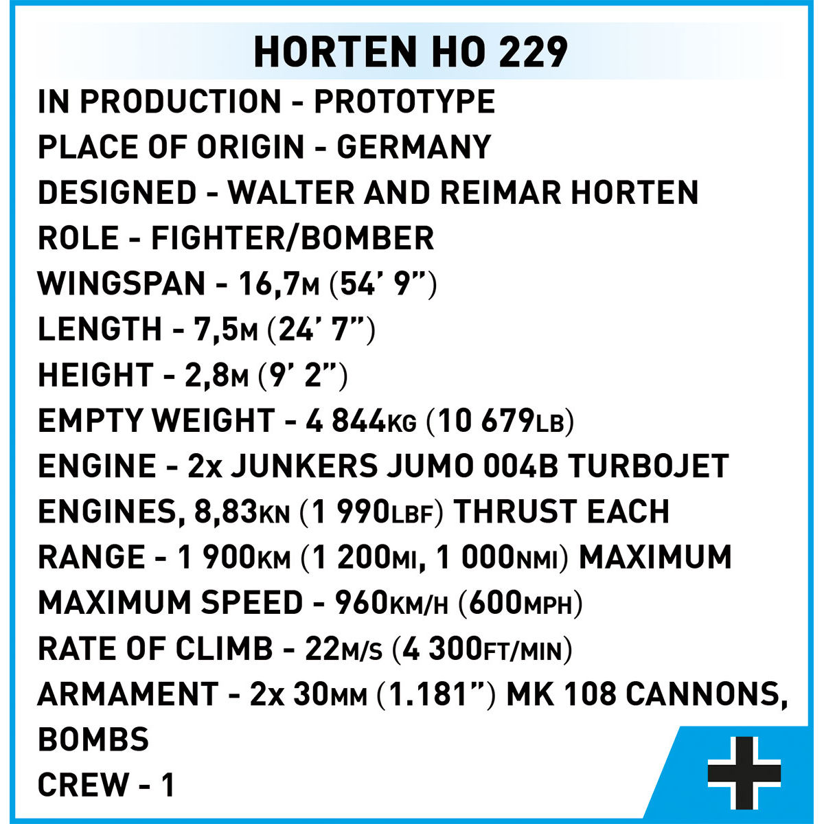 COBI 5757 - HORTEN HO 229 SCALE 1:32 - Bild 16