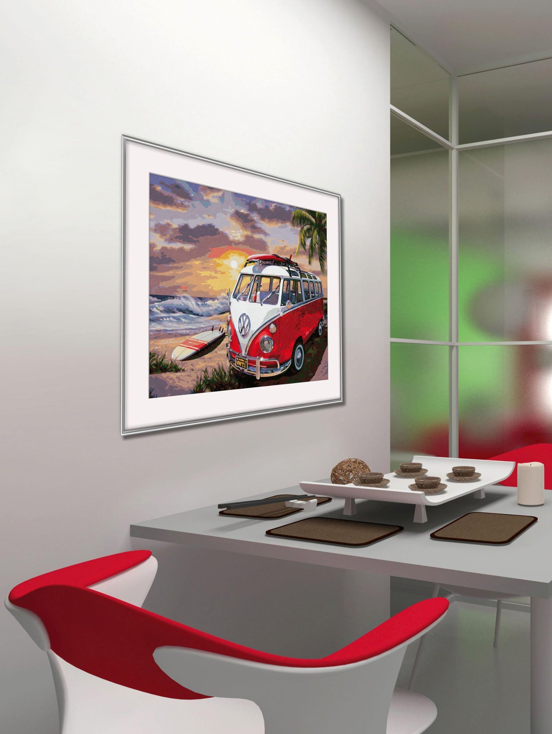 Schipper Mnz - Volkswagen T1 - Kultauto Als Malset Auf Leinwand 609130861 Tabelle, Innenarchitektur, Malerei, Stuhl, Esstisch