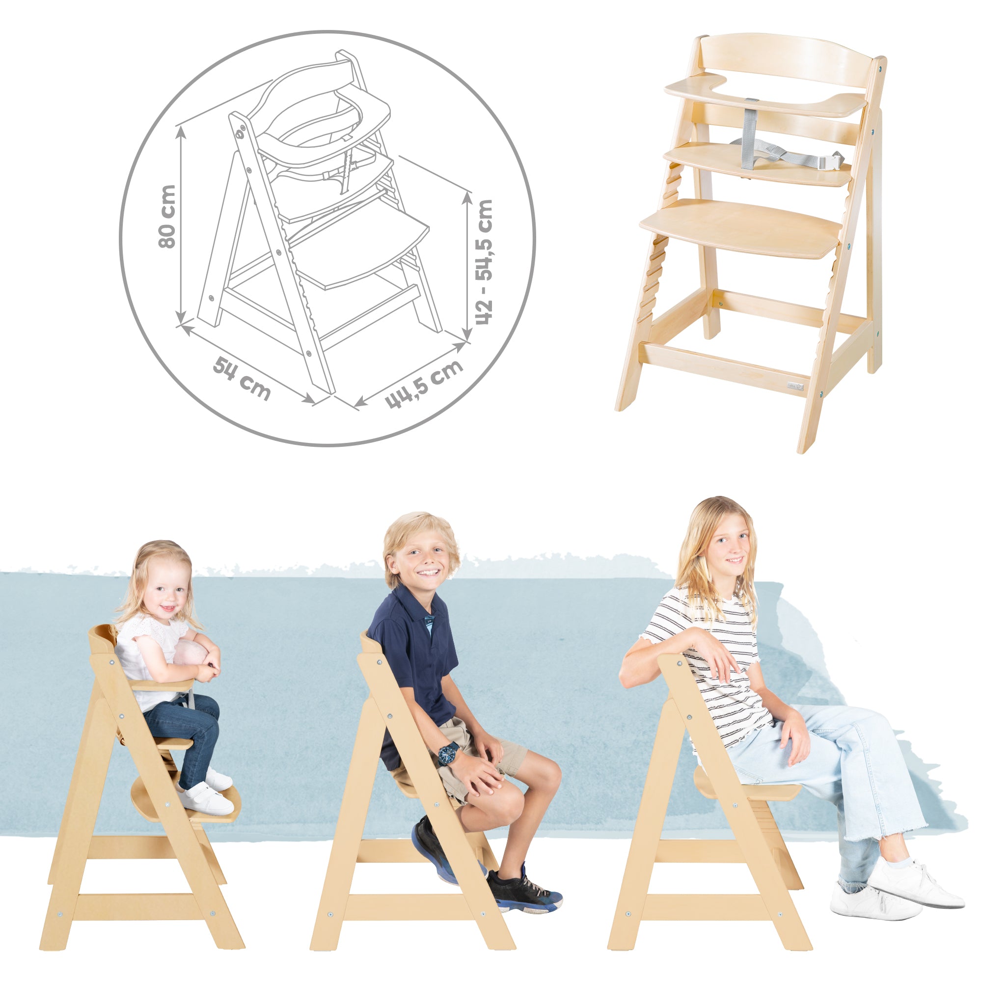 Roba 75063NAL245 Treppenhochstuhl, Set 2in1 Greyish natur lackiert - Produktbild 11