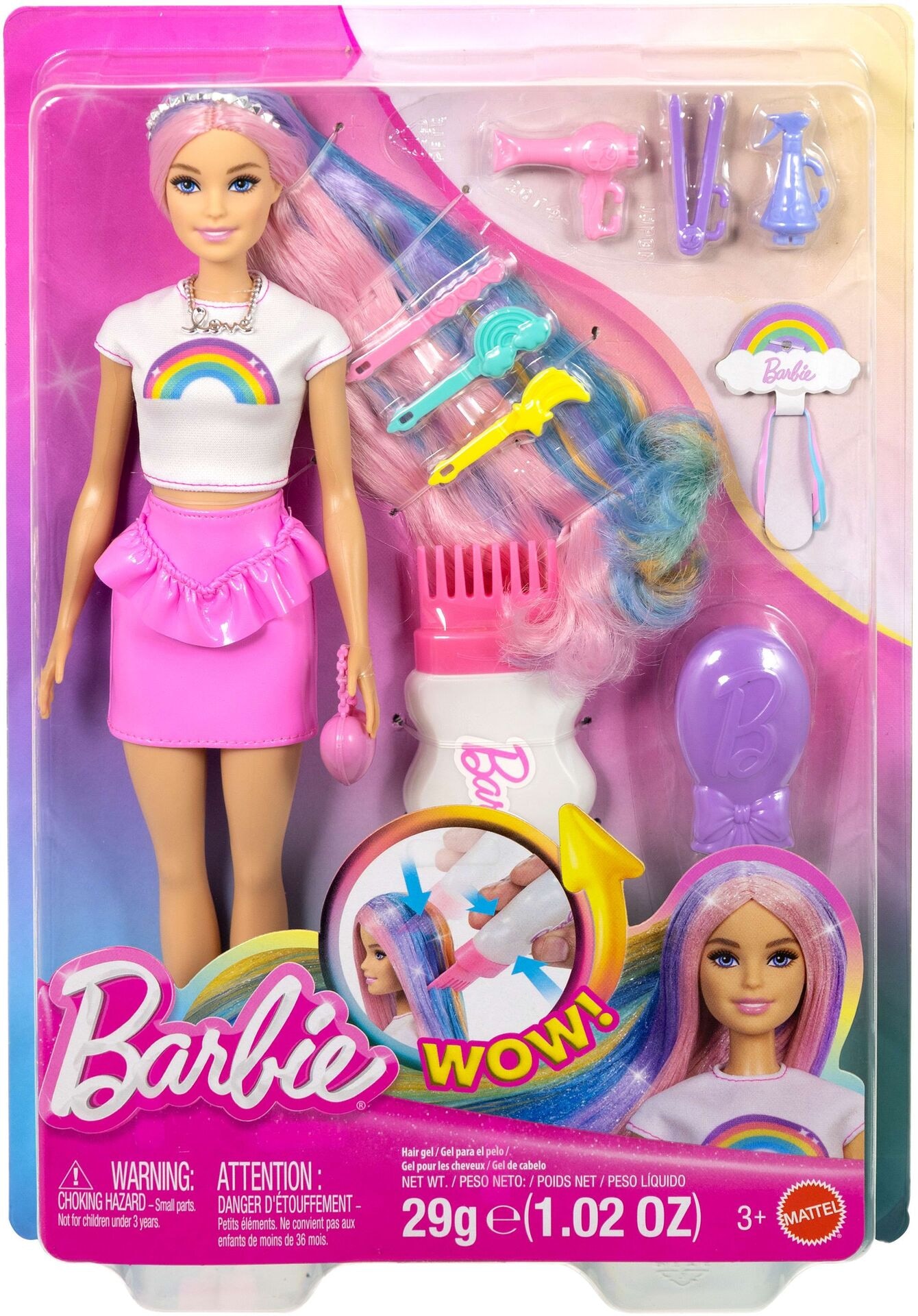 Puppe - Mattel - Barbie Haarspiel Puppe Regenbogen Glitzer - Modell MATTEL JJP07