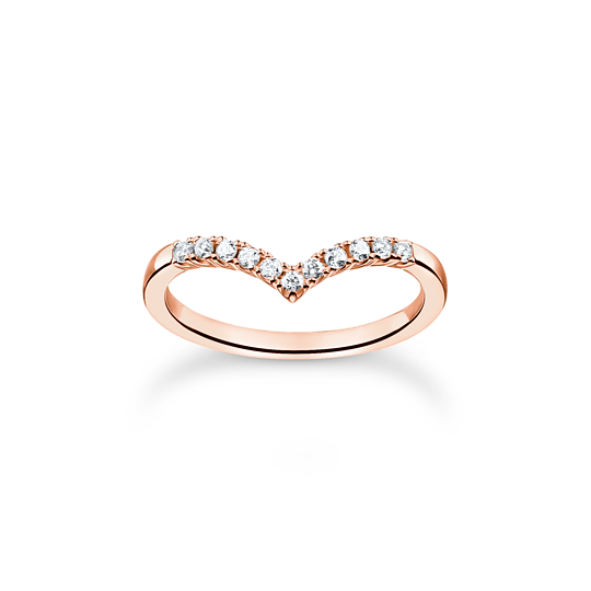 Thomas, Sabo, Ring, V-Form, Mit, Weißen, Steinen, Gr., 52, Rosegold, Zubehor, Schmuck, Ring, Diamant, Edelstein
