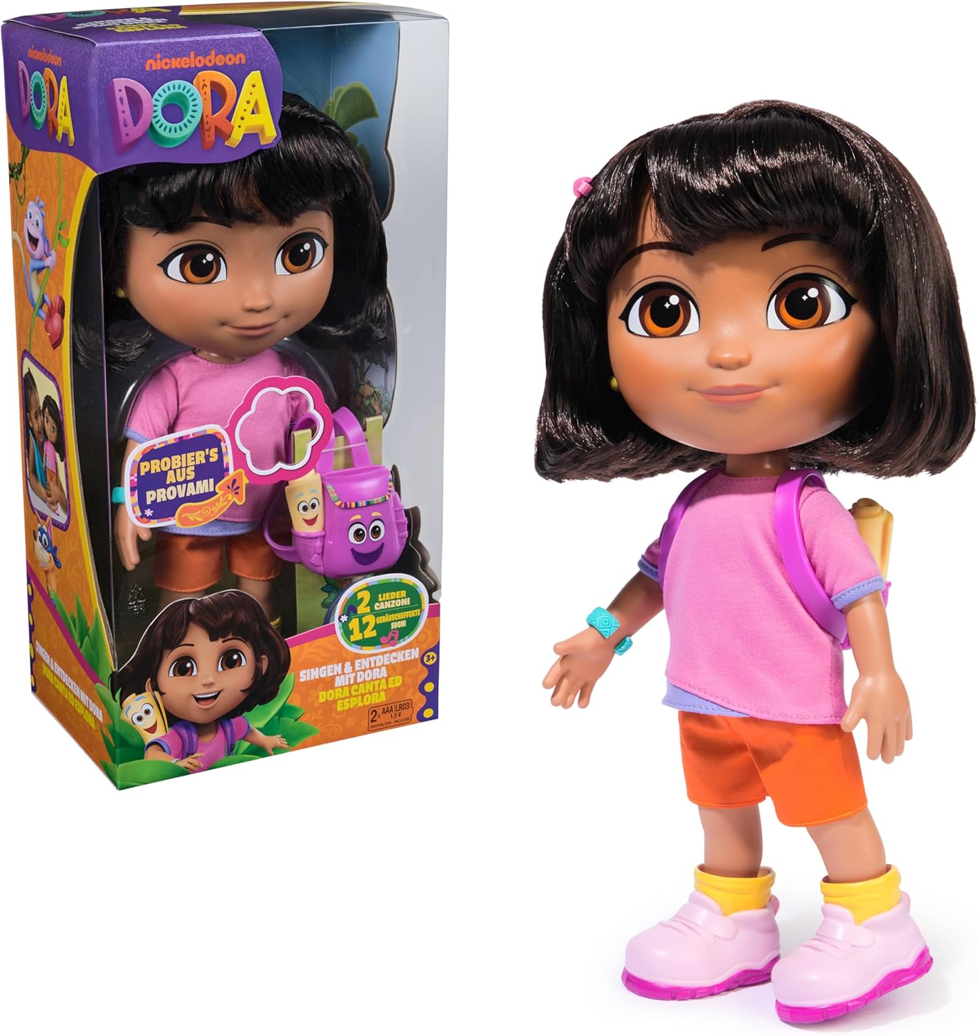 Dora the Explorer Best Friend Puppe Weiche Stoffpuppe mit braunen Haaren, rosa Oberteil und orangefarbener Hose