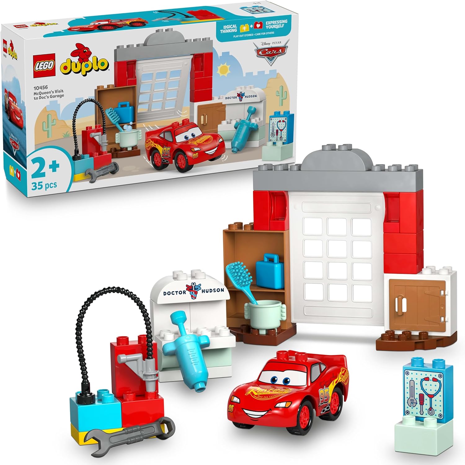 LEGO® DUPLO 10456 McQueens Besuch in Docs Werkstatt – Verpackung, Zubehör und Details sichtbar