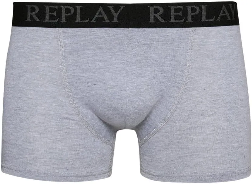REPLAY Herren Boxershorts I101143BG – Schwarz/Grau, 2er Pack Cotton-Stretch GR. L