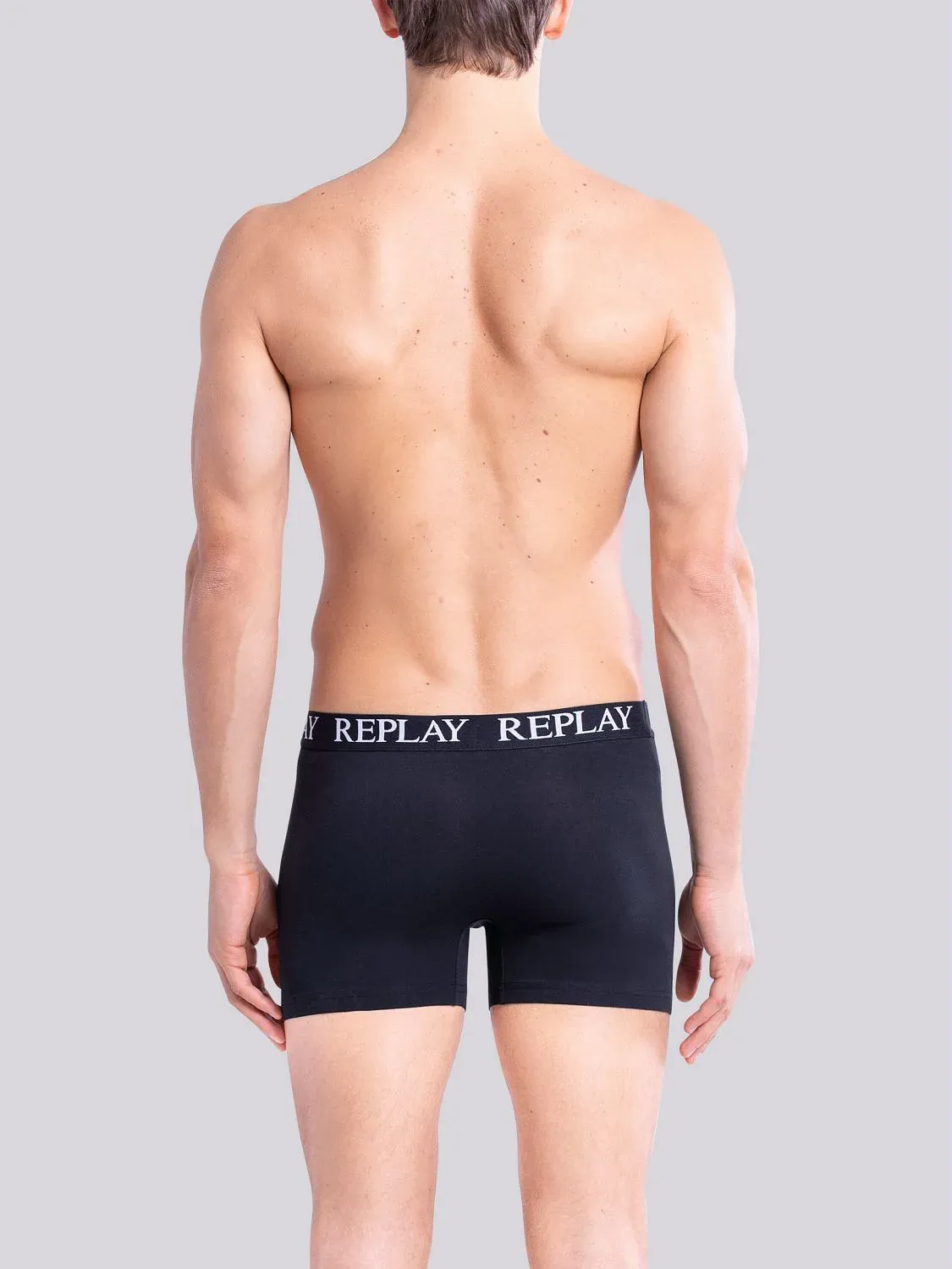 REPLAY Herren Boxershorts I101005BT – Schwarz, 2er Pack Cotton-Stretch GR. L