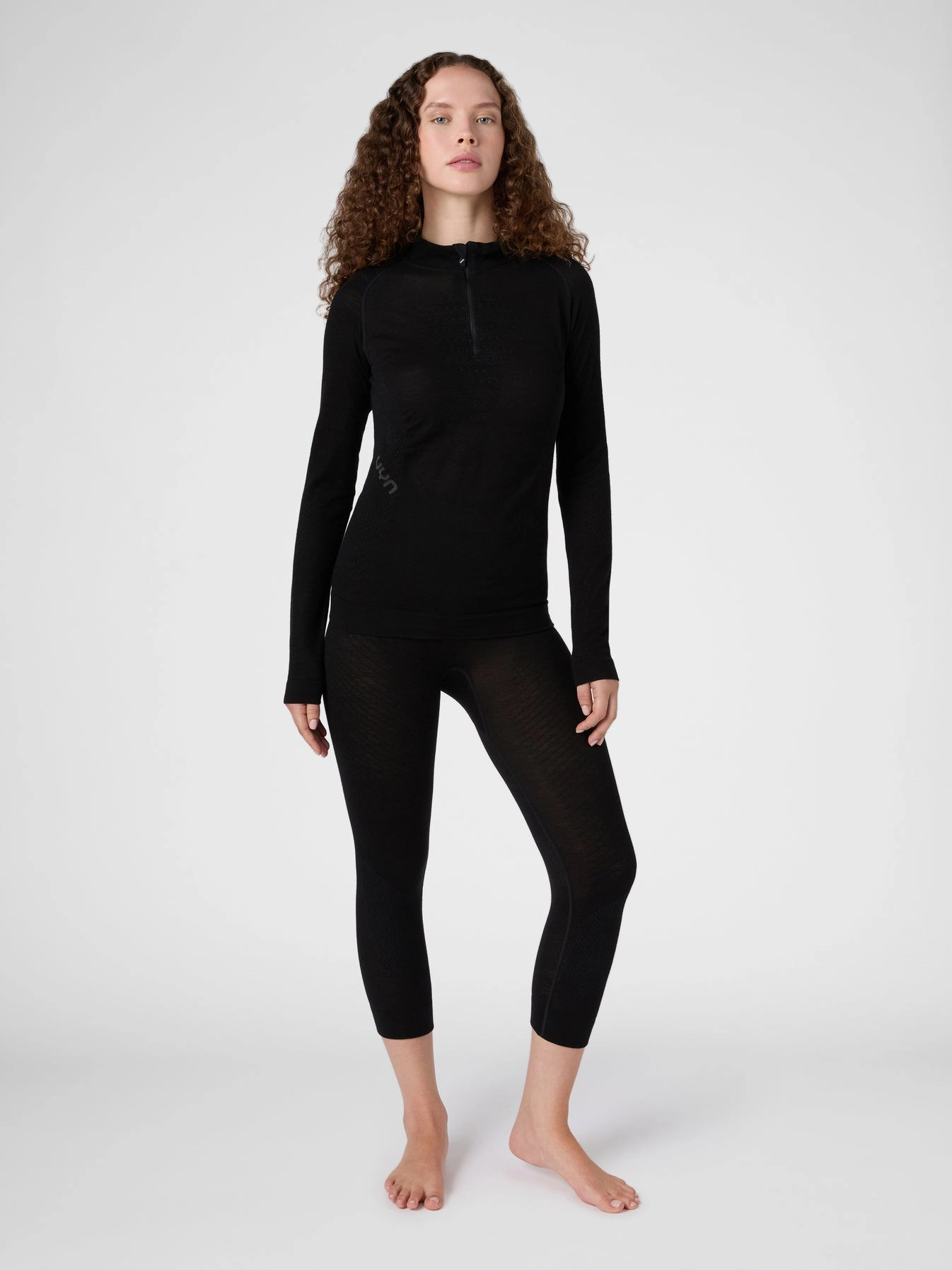 UYN Damen Fusyon Biotech UW Shirt Long_SL Zip Up U100519B000 - Schwarz GR. L/XL