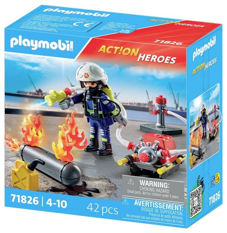 PLAYMOBIL 71826 Löschung eines Gastanks Feuerwehr-Einsatzspielset für Kinder