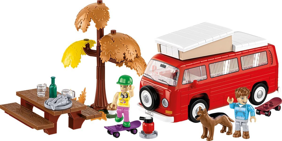 COBI Volkswagen T2b Feuerwehr - Feuerwehr-Einsatzfahrzeug im Maßstab 1:35 24622 Wohnwagen, Baby, Person, Rad, Bus
