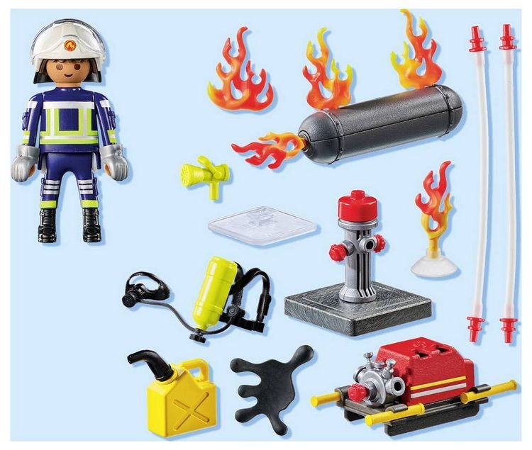 PLAYMOBIL 71826 Löschung eines Gastanks Feuerwehr-Einsatzspielset für Kinder