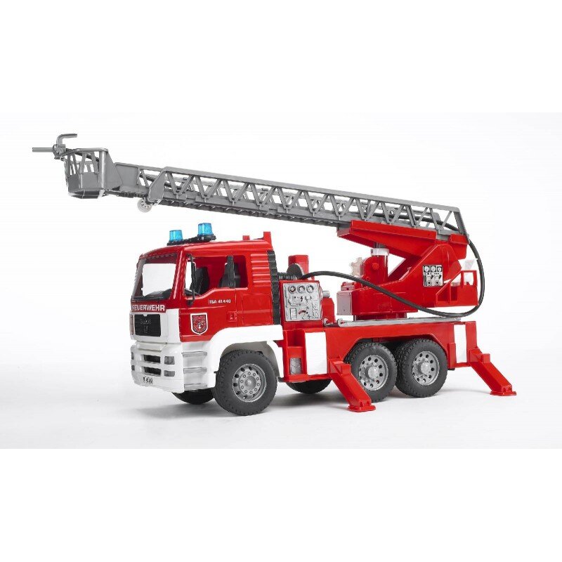 Bruder_02771_Man_Tga_Feuerwehr_M._Drehleiter,_Wasserpumpe_+_Light_&_Sound_Module, Maschine, Rad, Transport, Lastwagen, Fahrzeug