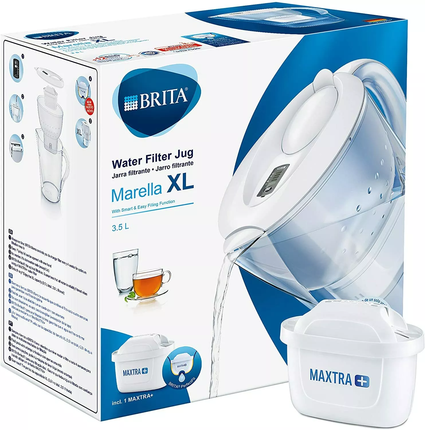 BRITA „Marella XL“ - Tischwasserfilter 3,5 l, Weiß, inkl. 1× MAXTRA+ Filter BRITA „Marella XL“ - Tischwasserfilter 3,5 l, Weiß, inkl. 1× MAXTRA+ Filter
