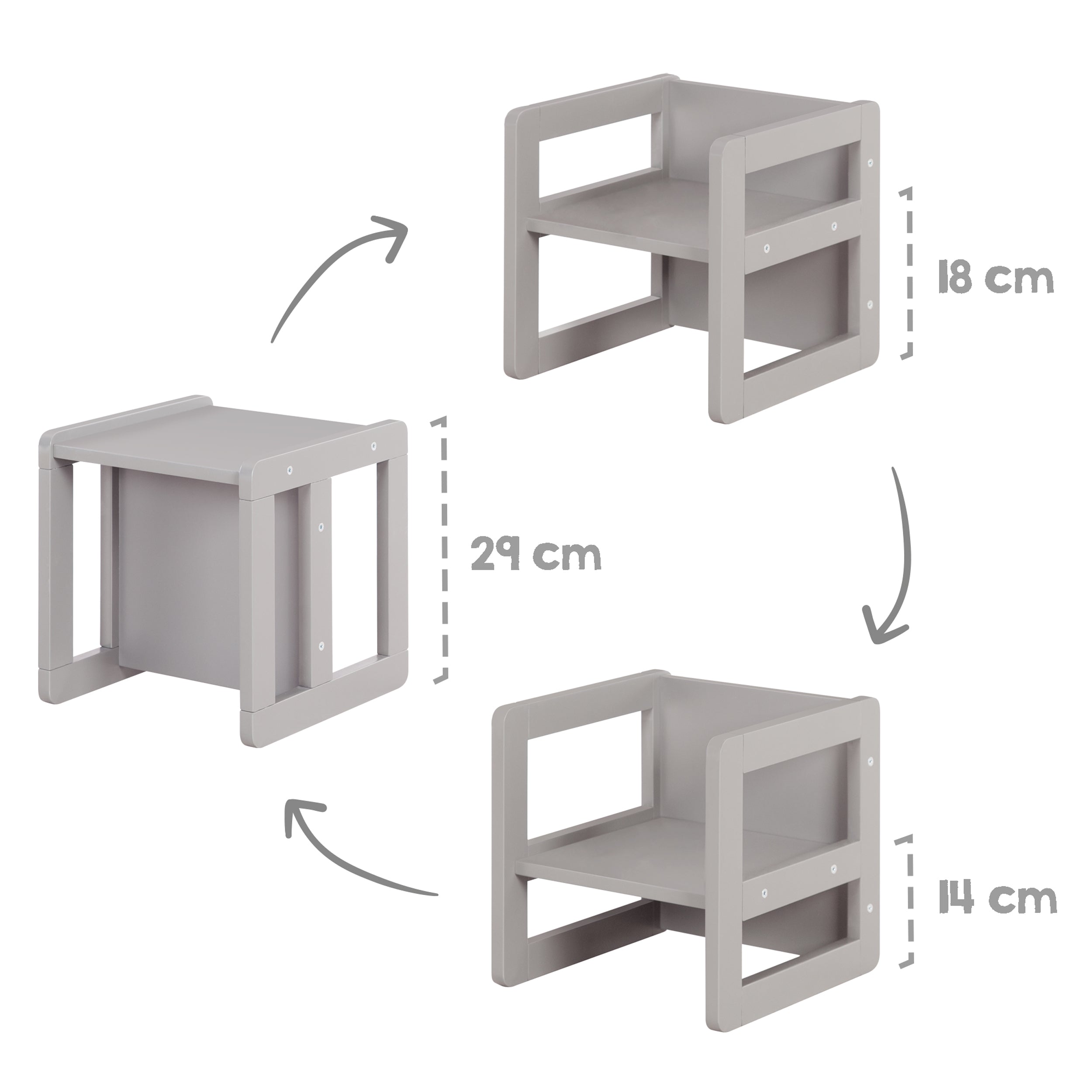 Roba 450004GA Kindersitzgruppe 3in1 grau – Spielmöbel - Produktbild 3