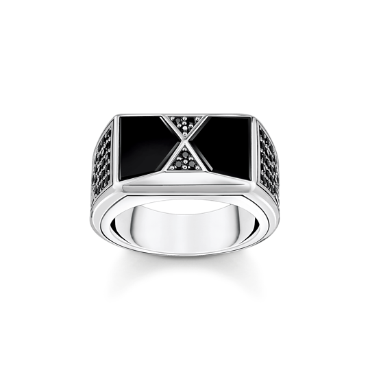 Thomas, Sabo, Ring, Steinen, Silber, Mit, Schwarzem, Onyx, Und, Schwarzen, Herren, Gr., 62, Zubehor, Silber, Schmuck, Ring, Platin