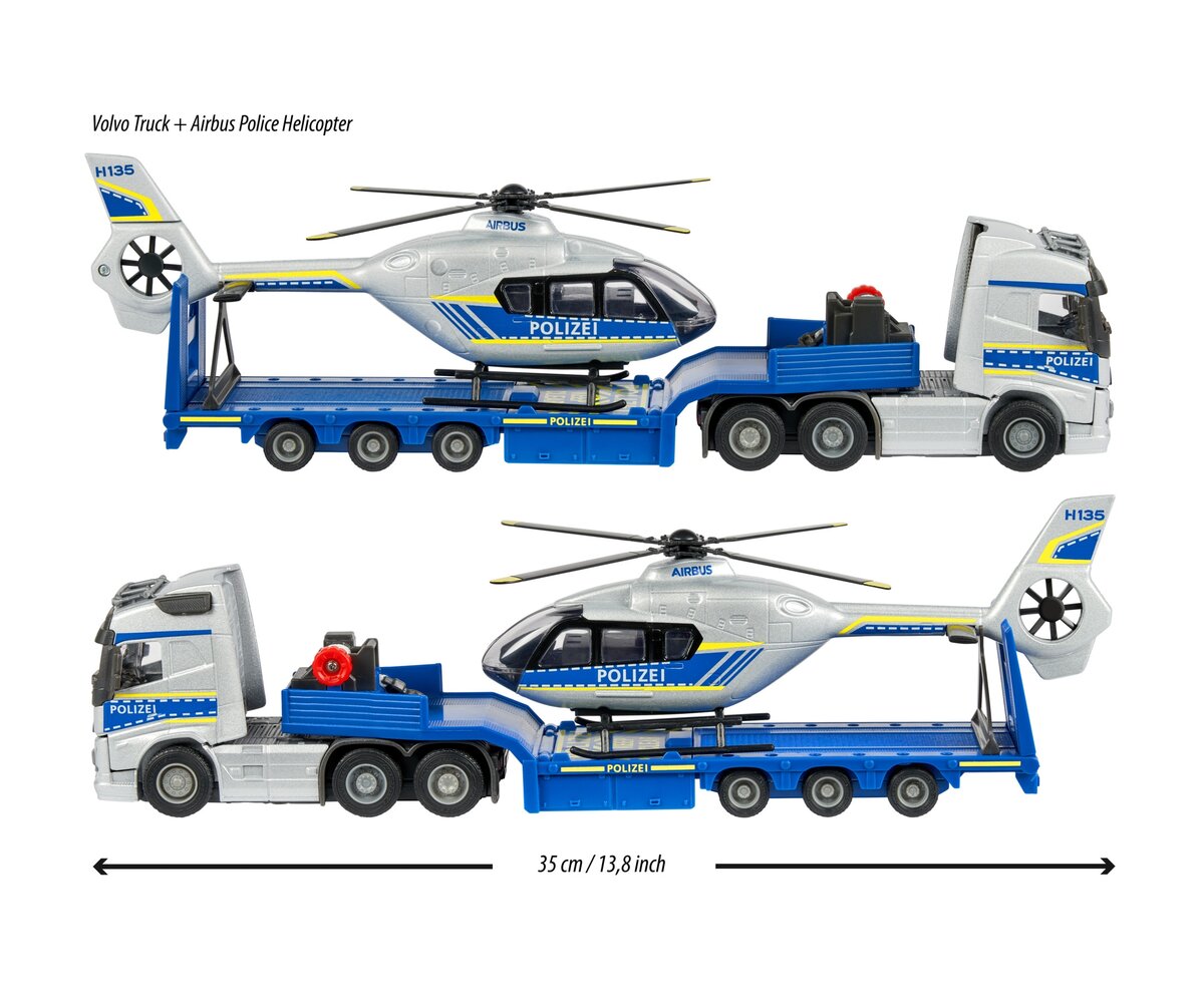 Majorette Volvo Truck + Airbus Police Helicopter (213716000) Hubschrauber, Transport, Fahrzeug, Maschine, Rad