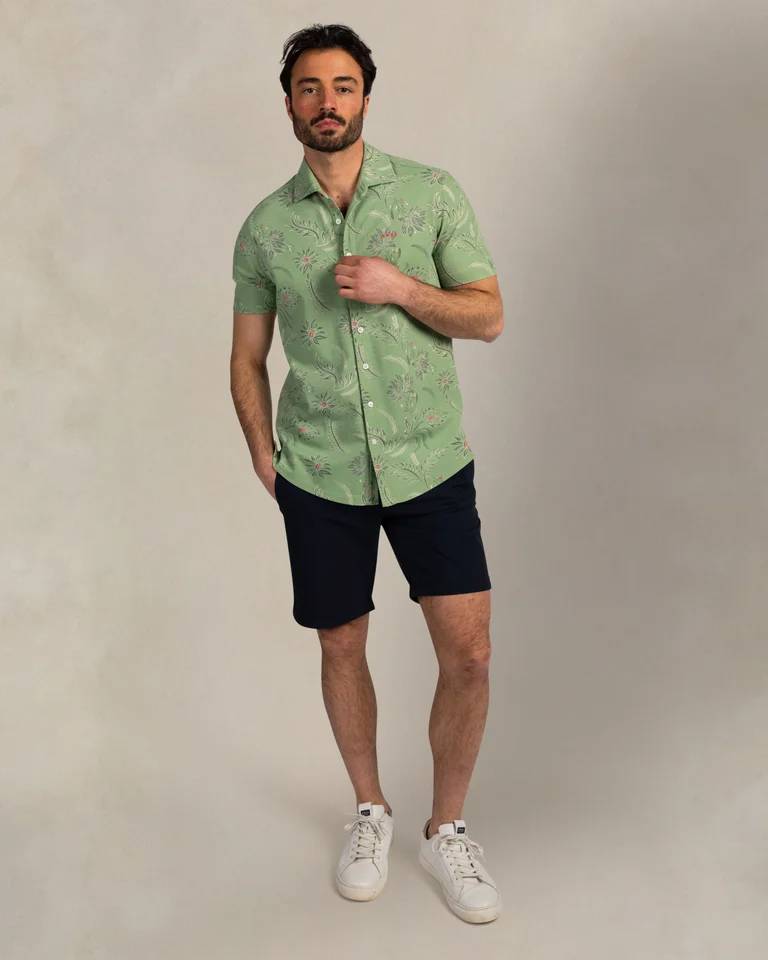 NZA 26CN588SMG/M Hemd - Kurzarm / Grün / Blumen - M