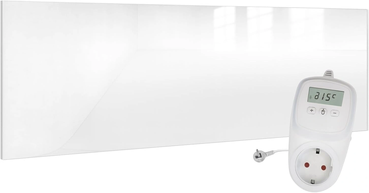 VIESTA® H700GW Infrarotheizung Glas Wandheizung 700 W – Infrarot Heizpaneel aus Sicherheitsglas, Weiß
