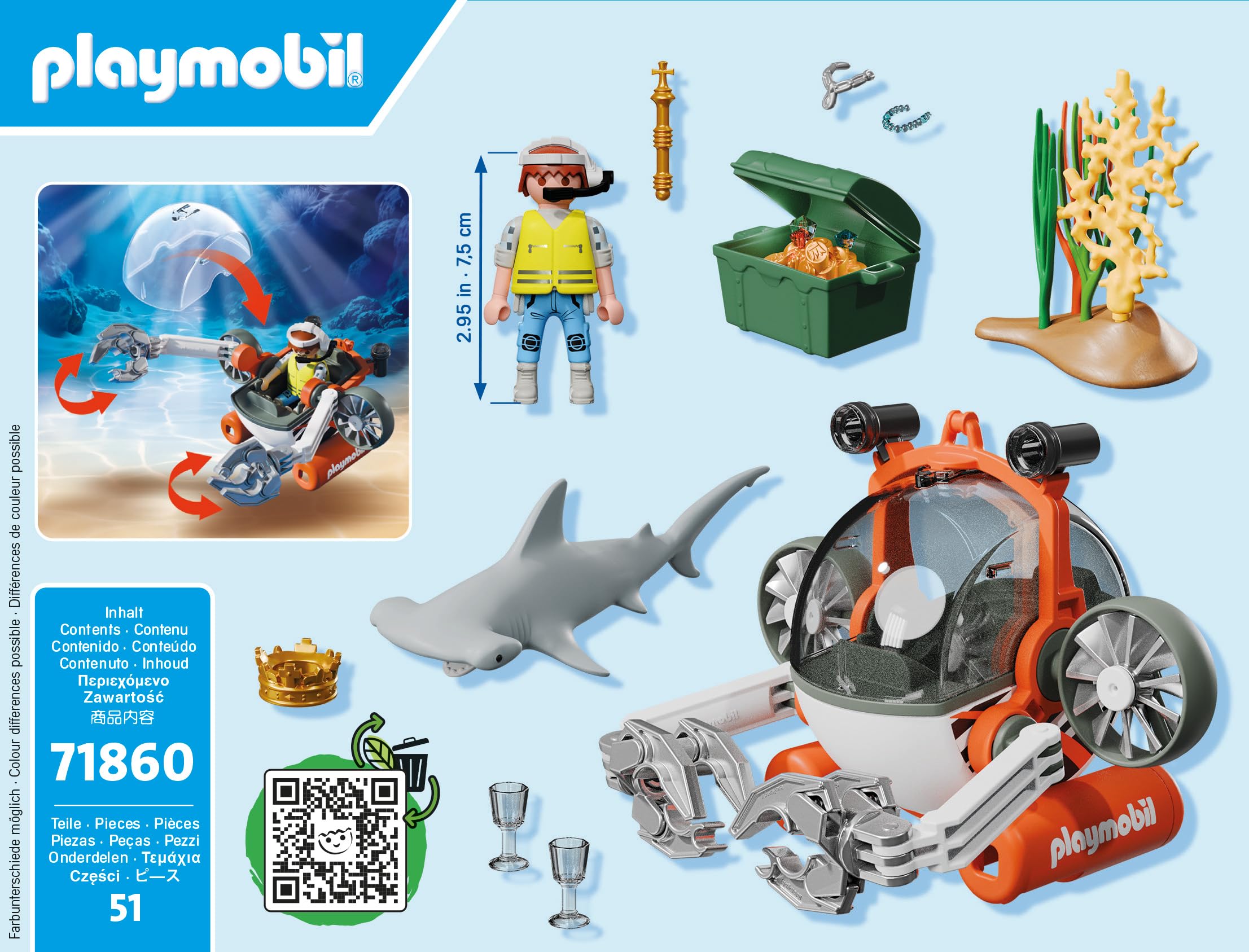 PLAYMOBIL 71860 Schatzsuche mit U-Boot Unterwasser-Abenteuer für Kinder