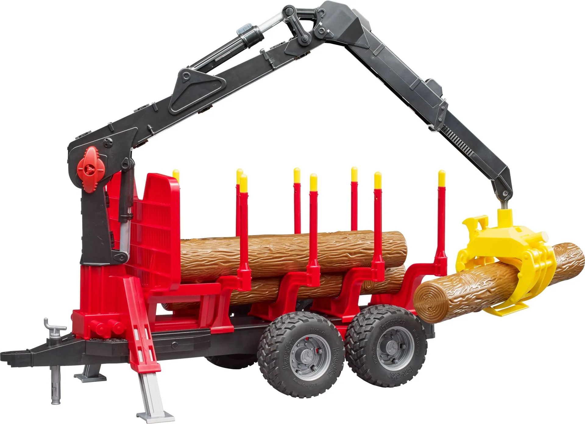Bruder 02252 Rückeanhänger mit Ladekran - Realistisches Forstspielzeug für Kinder