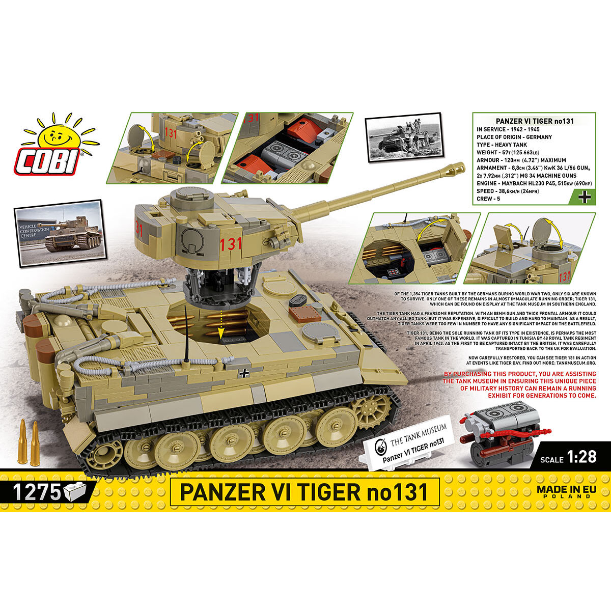 COBI 2588 - PANZER VI TIGER NO 131 SCALE 1:28 - Bild 4
