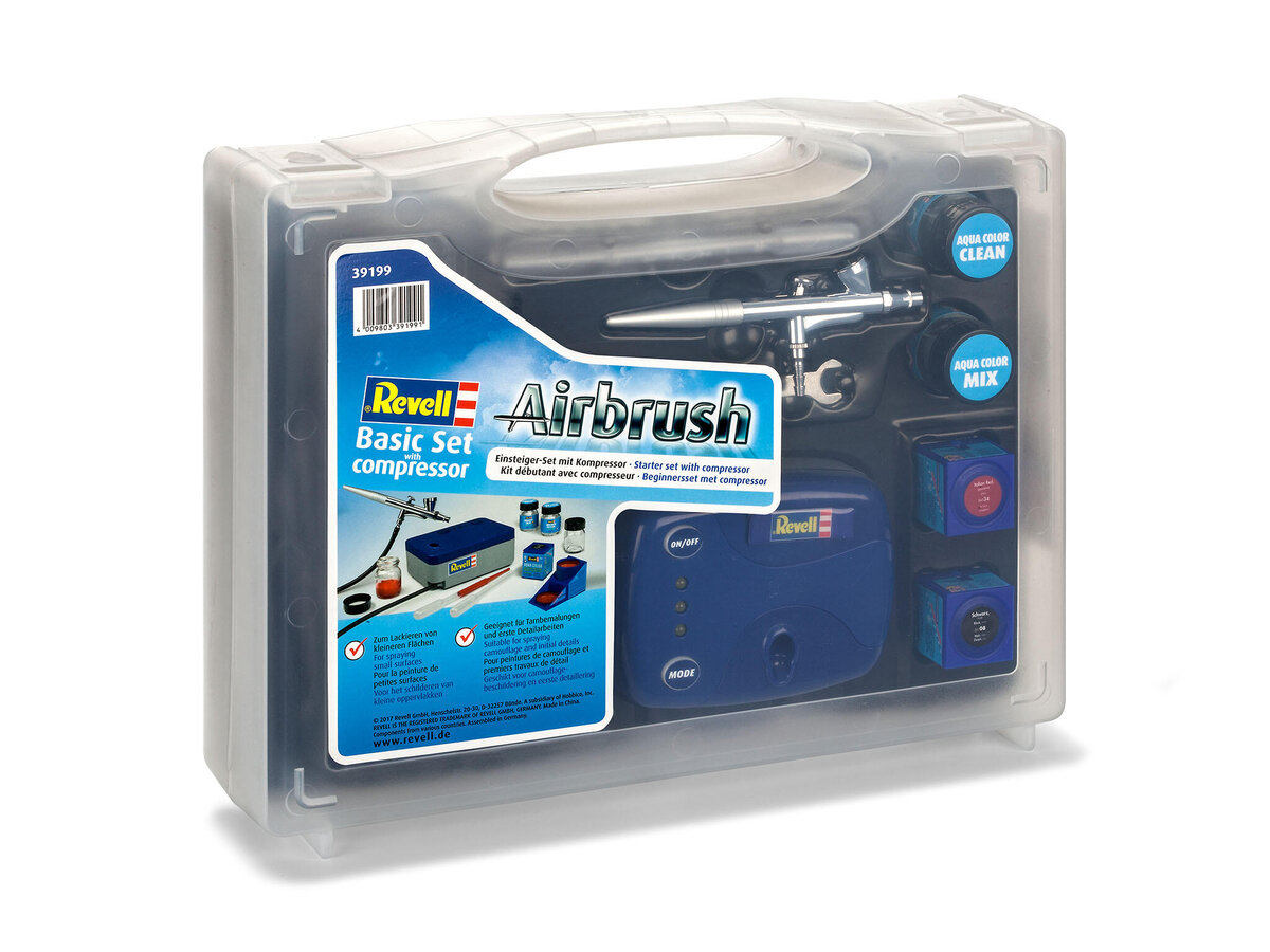 Revell 39199 Basic Set mit Kompressor – Airbrush Komplett-Set für Einsteiger