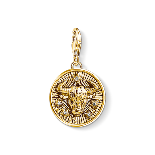 Thomas, Sabo, Anhänger, Charm-Club, Sternzeichen, Stier, 925, Sterling, Silber, Vergoldet, Gelbgold, Zirkonia, 1653-414-39, Zubehor, Gold, Anhänger