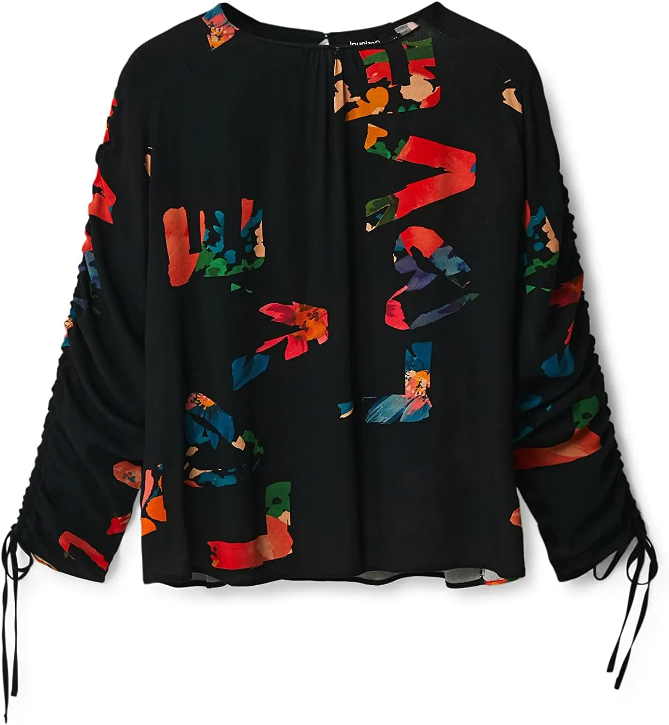 Desigual Damen Bluse - Schwarz, Bunt gemustert 22WWBW112000 GR. M