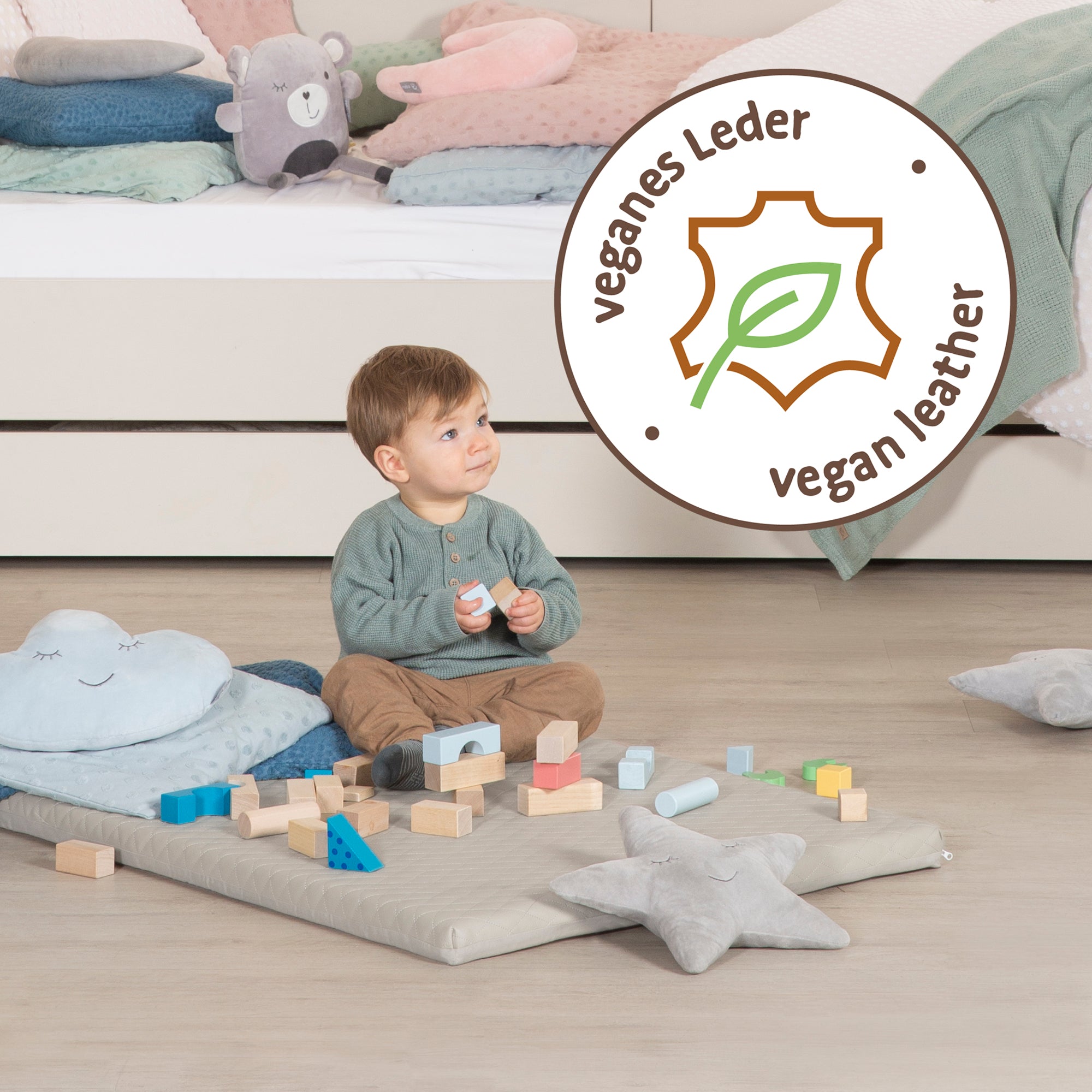 Roba 0311L245 Spielmatte 78x100 cm Greyish gesteppt hellgrau – Spielmatratzen - Produktbild 6