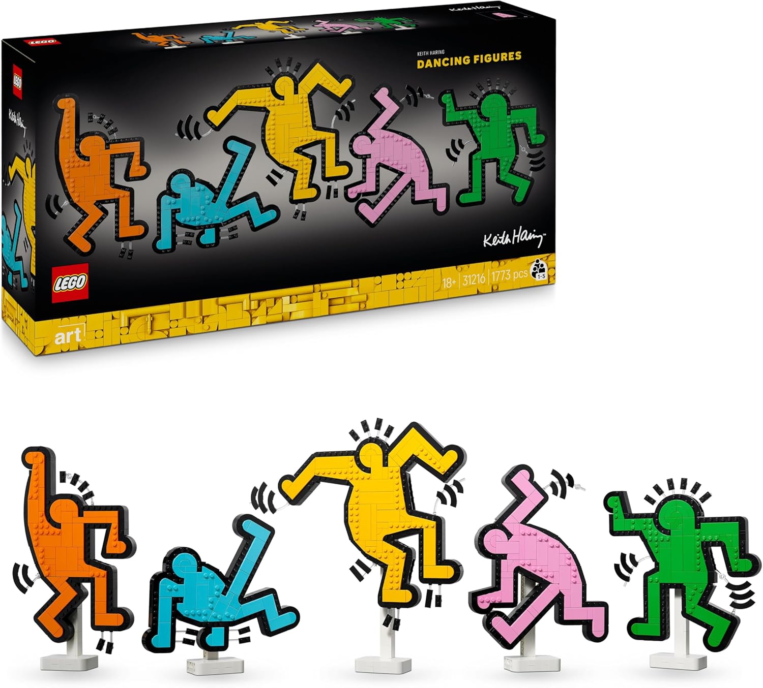 LEGO® ART 31216 Keith Haring Tanzende Figuren – Verpackung, Zubehör und Details sichtbar
