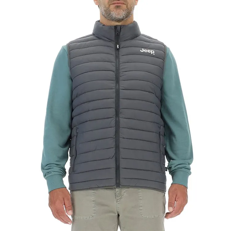 JEEP Herren Steppweste O103345GR - Grau mit Reißverschlusstaschen GR. XXL