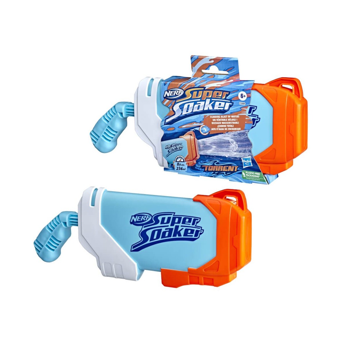 Nerf Super Soaker Hydra Leistungsstarker Wasserblaster für actionreichen Sommerspaß Hasbro Nerf Super Soaker Hydra großer blauer Wasserblaster mit orangenen Details