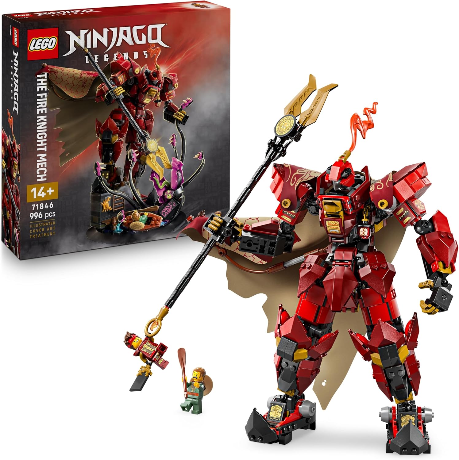 LEGO® NINJAGO® 71846 Der Feuerritter Mech – Verpackung, Zubehör und Details sichtbar