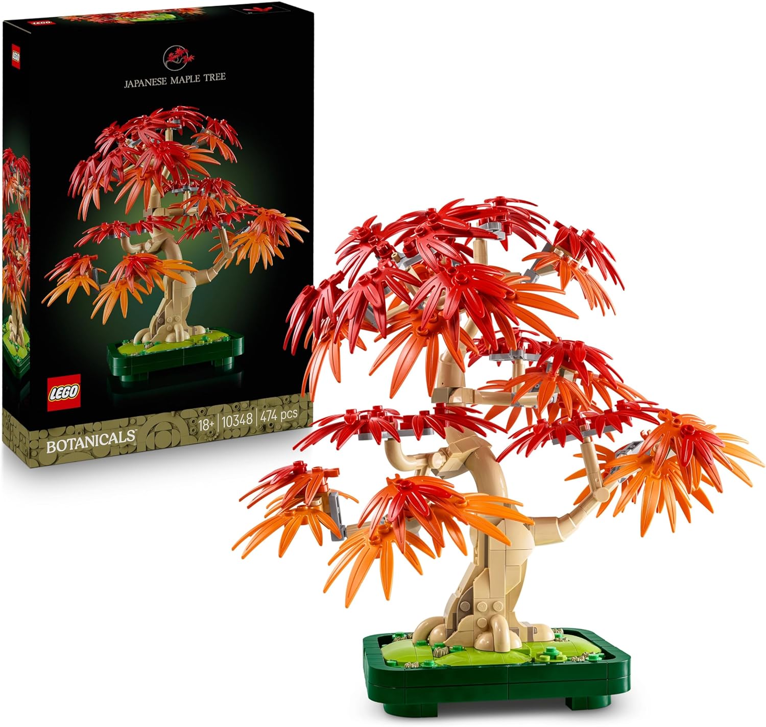 LEGO® Botanicals 10348 Japanischer Roter Ahorn – Bonsai Baum – Verpackung, Zubehör und Details sichtbar