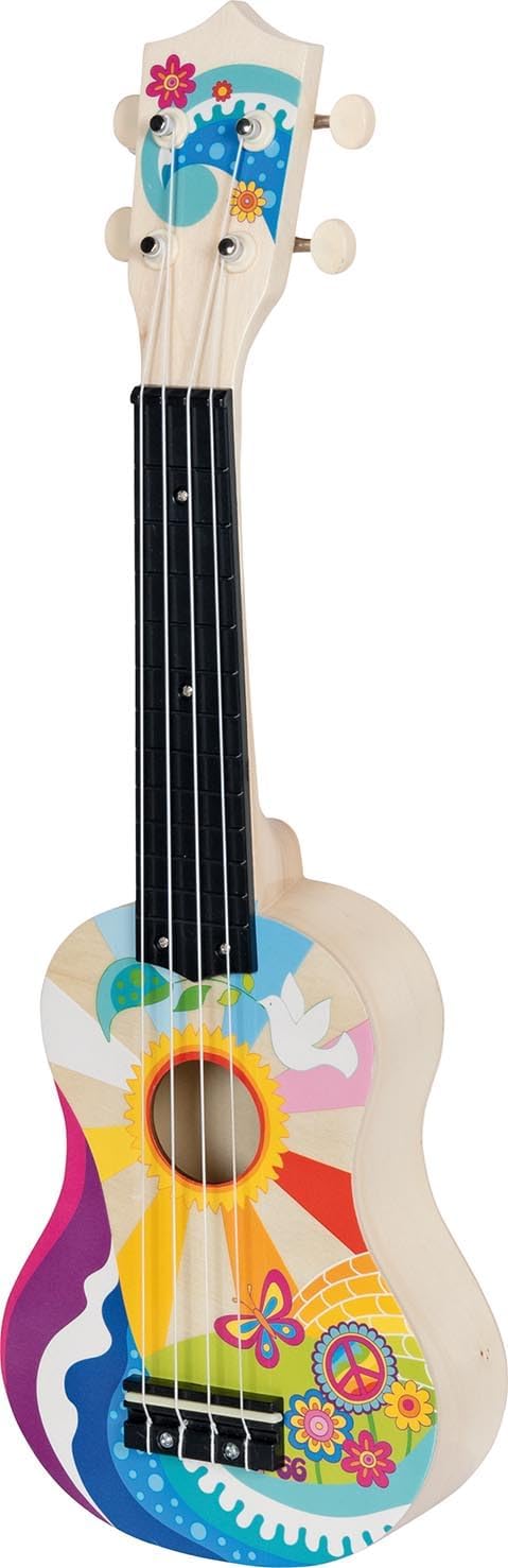 GOKI 61847 Ukulele Flower Power - Kindergitarre im Retro-Stil für musikalische Freiheit GOKI 61847 Ukulele Flower Power - Kindergitarre im Retro-Stil für musikalische Freiheit