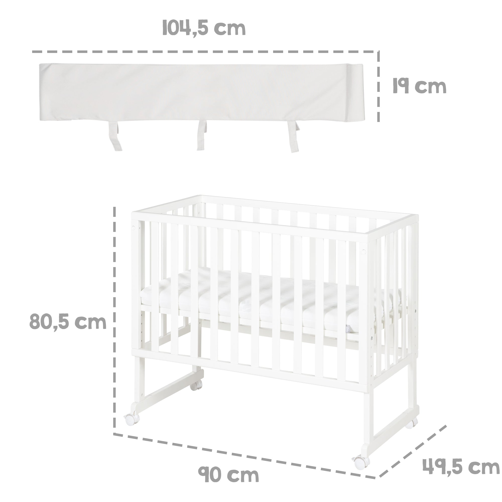 Roba 8961WE8V230 Stuben- Beistellbett 3in1, Barriere grau weiß – Stubenbetten - Produktbild 11