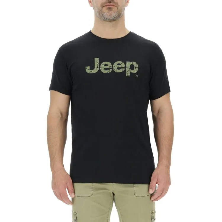 JEEP Herren T-Shirt O103354BK - Schwarz mit großem Logo-Print GR. XXL