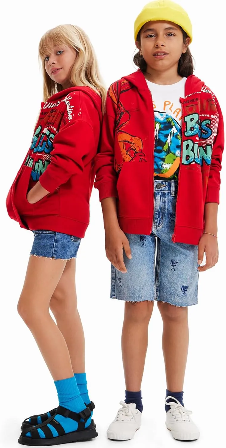 Desigual Jungen Kapuzenpullover - Roter Hoodie mit Bugs Bunny Print 23SBSK053000 GR. XL