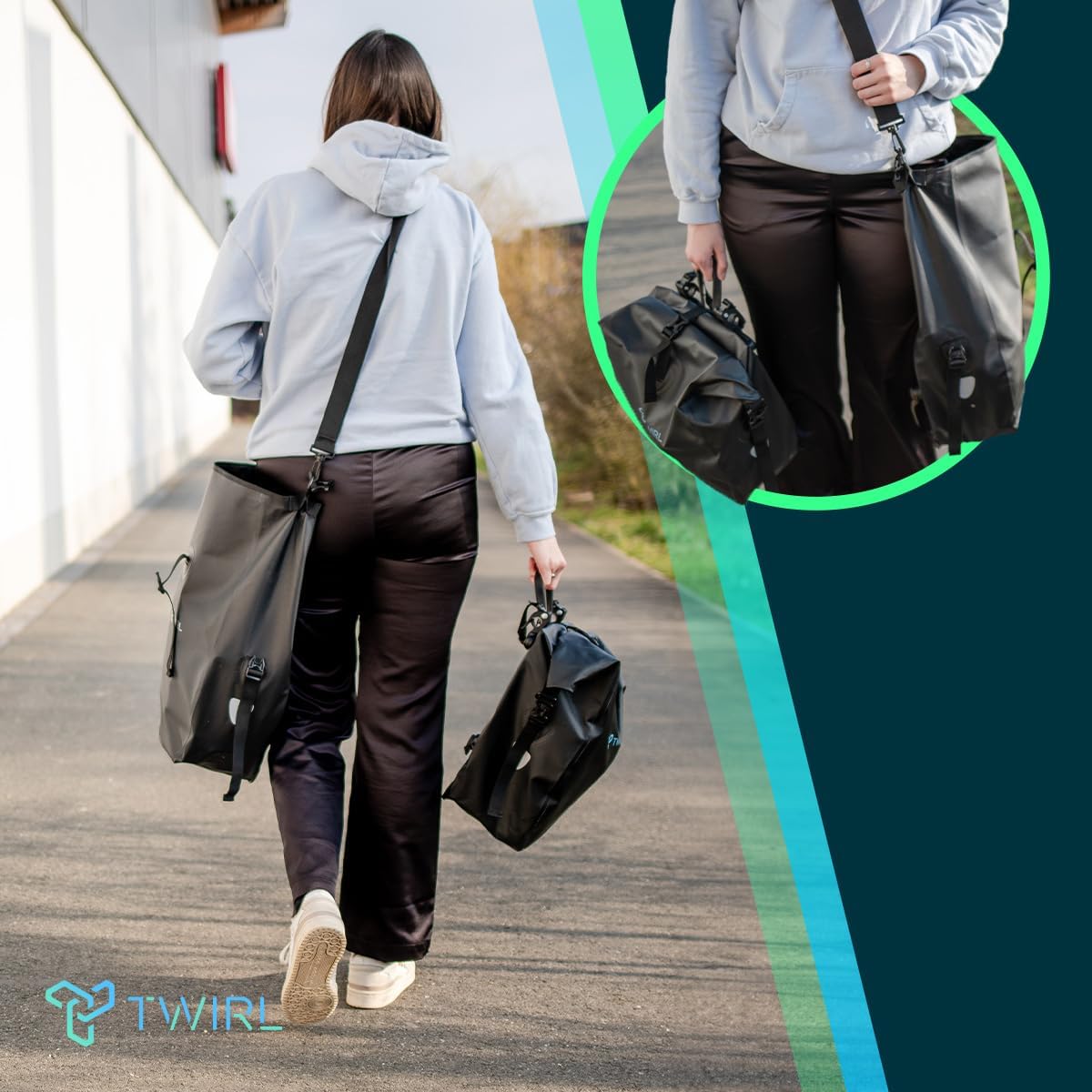 TWIRL 123201 – Gepäckträgertasche CARRY D 2 × 22 L Schwarz