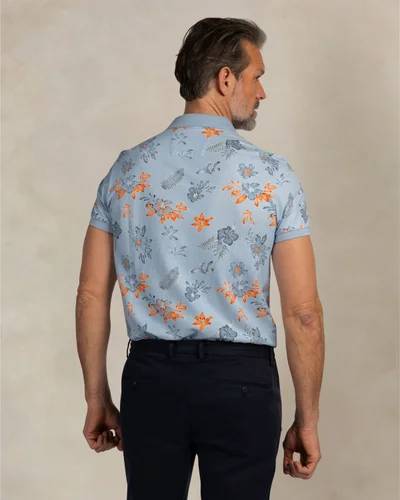 NZA 26CN124SB/M Poloshirt - Hellblau / Blumen - M