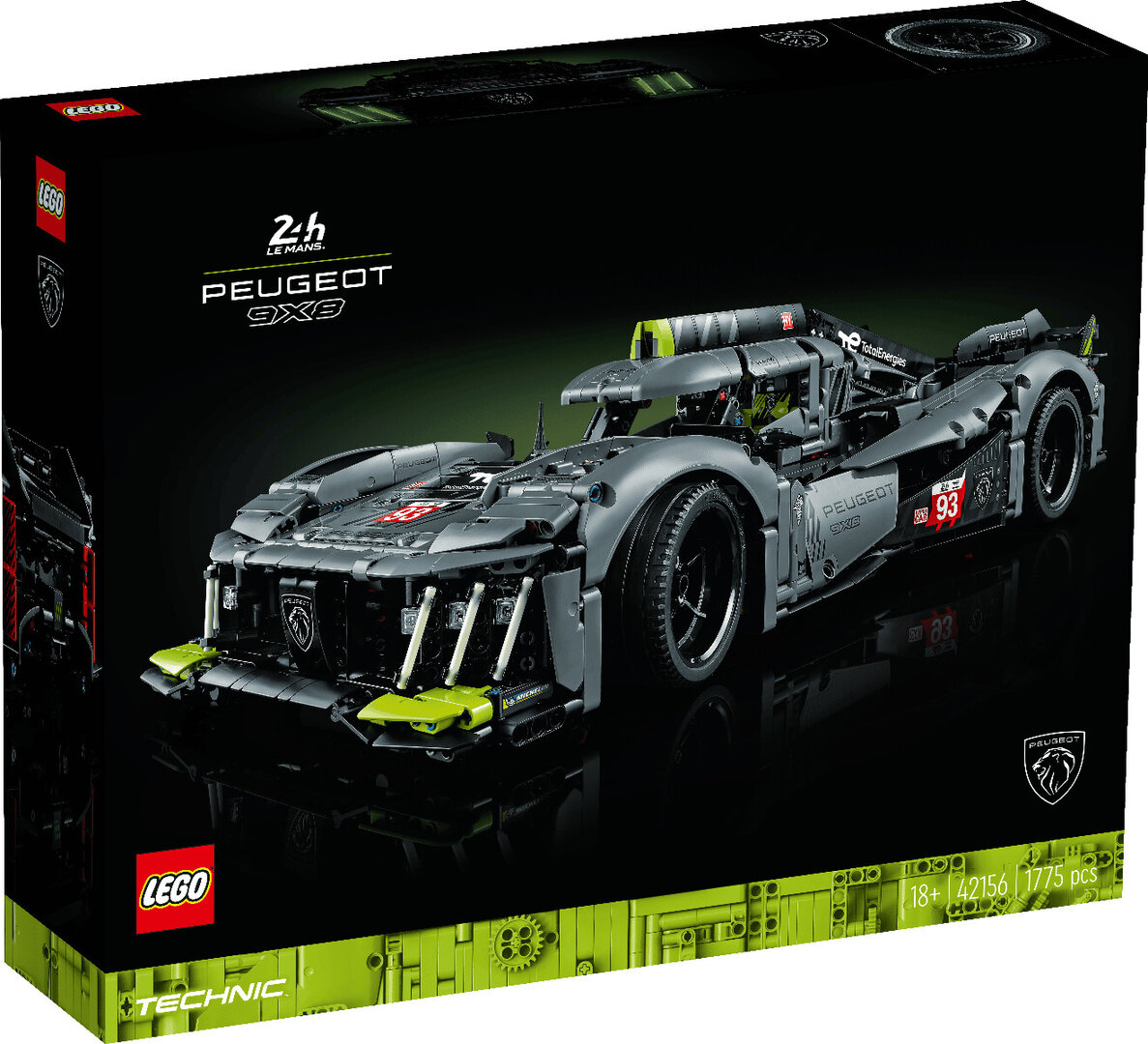 LEGO, 42156, PEUGEOT, 9X8, 24H, Le, Mans, Hybrid, Hypercar, Maschine, Rad, Formel Eins, Sprach, Leichtmetallfelge