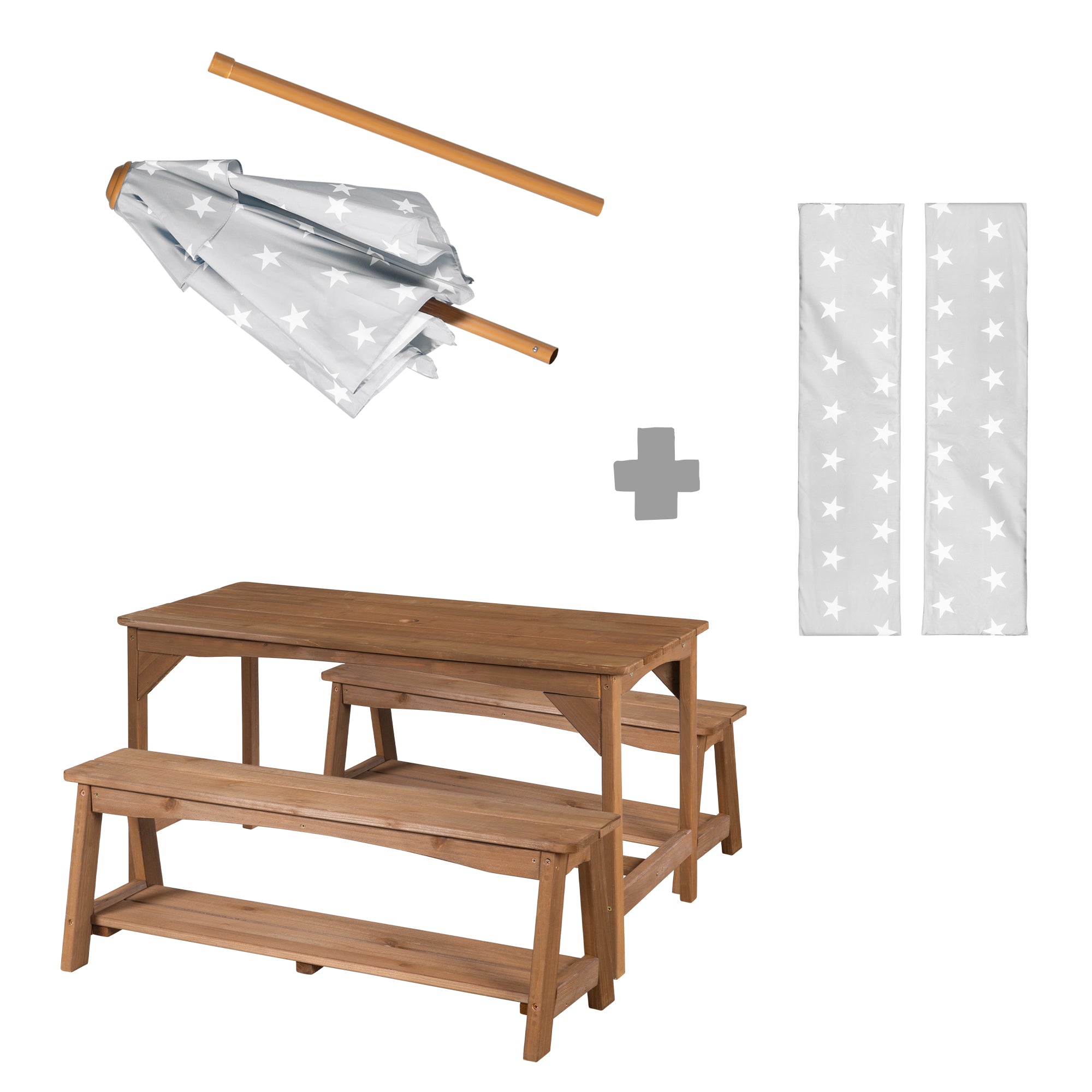 Roba 456030TEV190 Kindersitzgruppe mit auflage, Schirm teakholz farben – Outdoor + - Produktbild 11