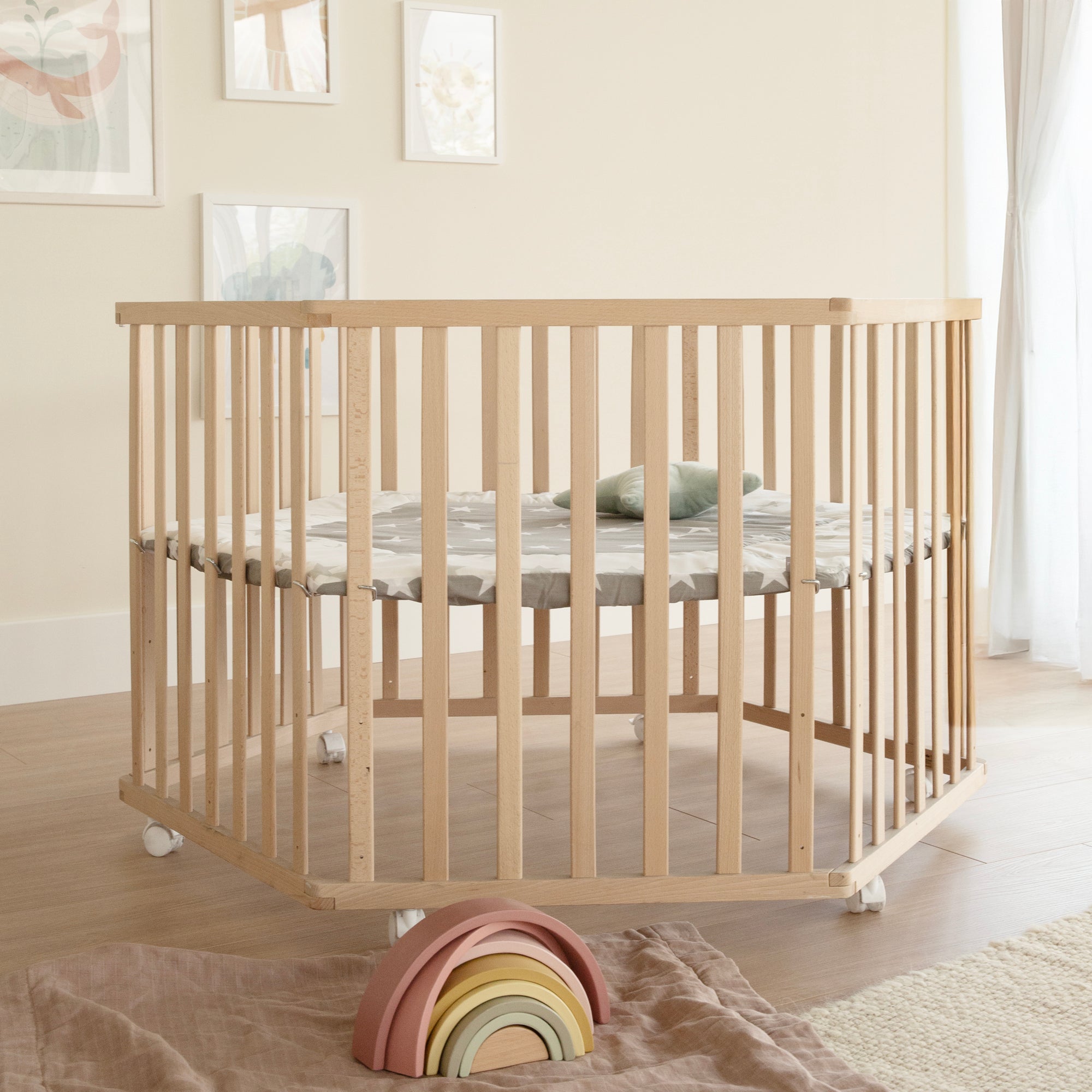 Roba 0232NAV190A Laufgitter 6-eckig Little Stars Bio Buche natur - Produktbild 6