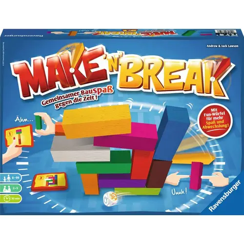 Ravensburger 26750 - Make 'n' Break - Gesellschaftsspiel für die ganze Familie mit Bausteinen, Spiel für Erwachsene un Ravensburger 26750 - Make 'n' Break - Gesellschaftsspiel für die ganze Familie mit Bausteinen, Spiel für Erwachsene un