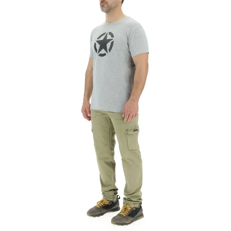JEEP Herren T-Shirt O103347GR - Grau mit großem Stern-Print GR. XXL