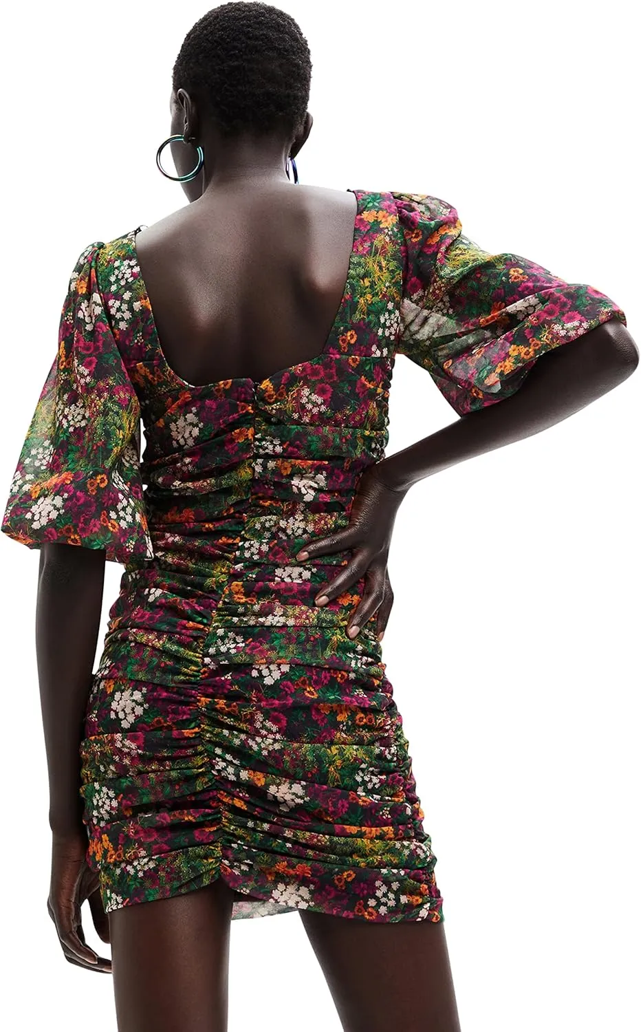 Desigual Damen Kleid - Mehrfarbiges Kleid mit Blumendruck 22WWVW479019 GR. M